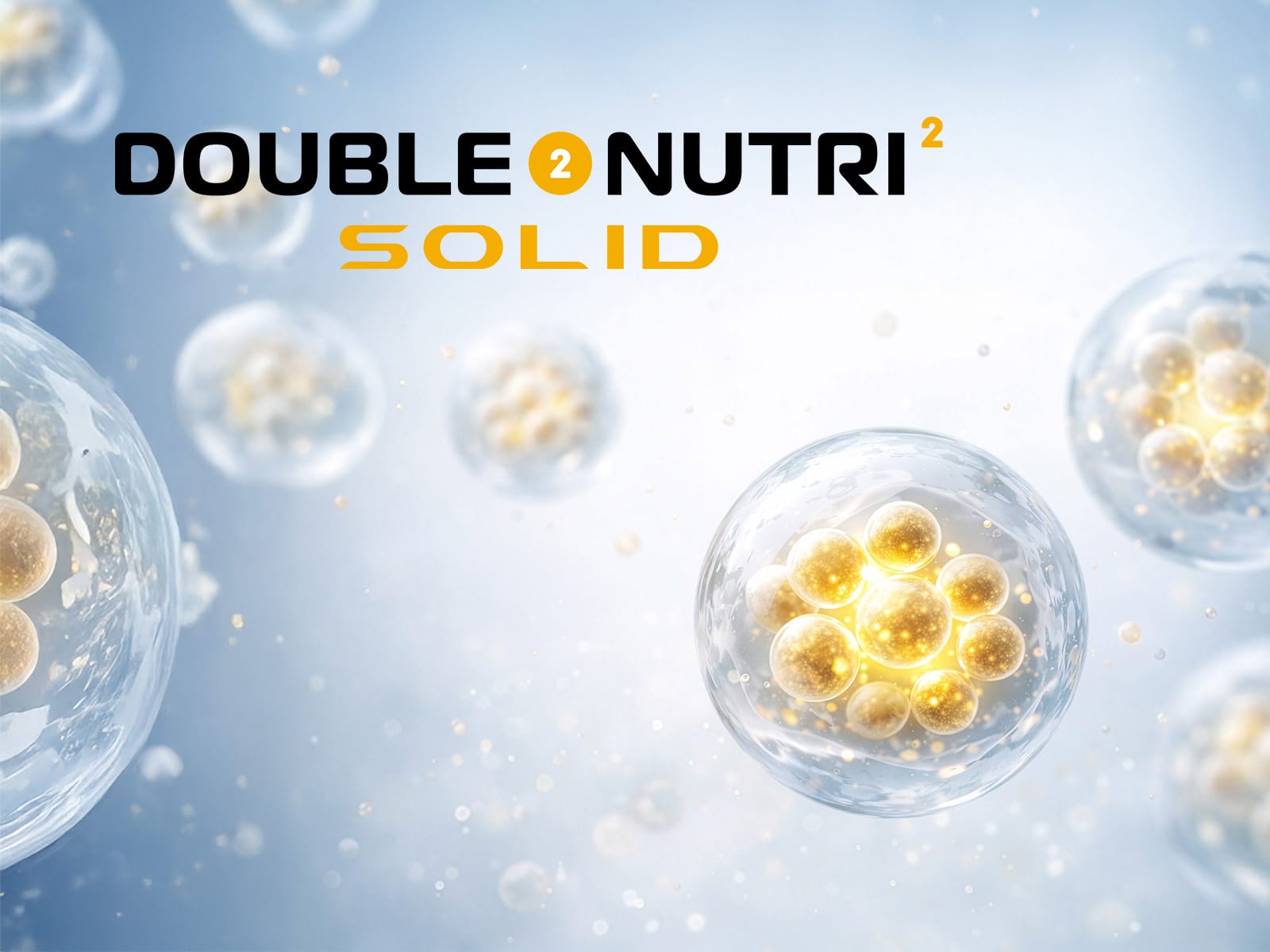 image of Double Nutri Solid logo on background of liposomes