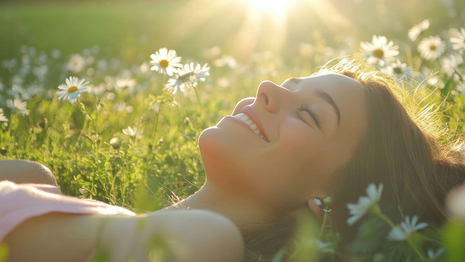 image of woman smiling and enjoying the sunshine
