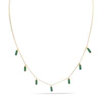 CARYN - Emerald Green Baguette Drop Necklace