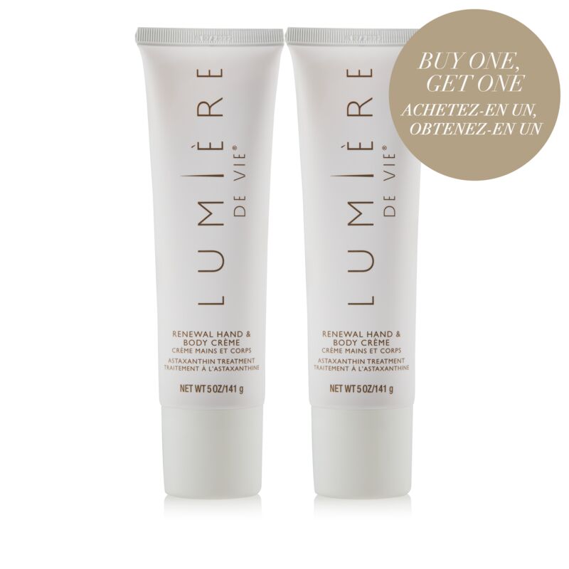 Lumière de Vie® Renewal Hand & Body Crème (Astaxanthin Treatment) - Limited Time Special Buy One, Get One Free - Two Tubes (2 x 5 oz./141 g)