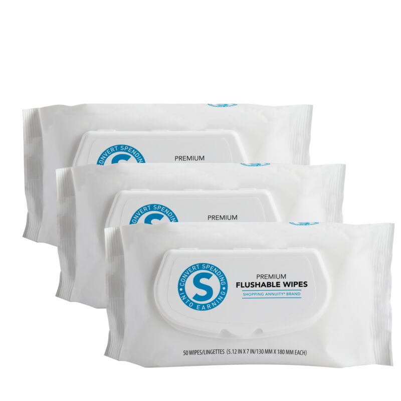 Shopping Annuity® Brand Premium Flushable Wipes - 150 Count