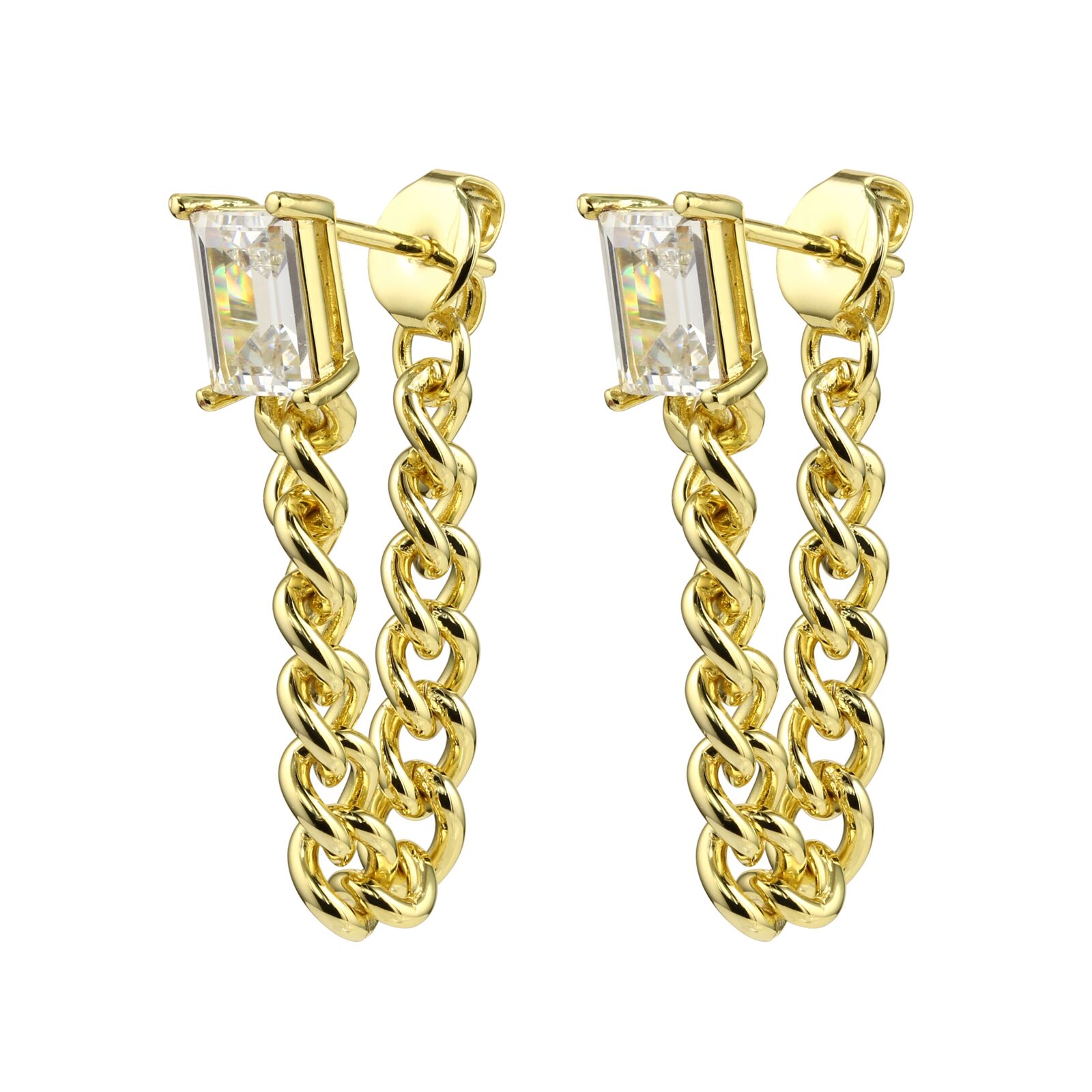 Emerson Emerald Cut Rope Loop Earrings Layered Jewelry