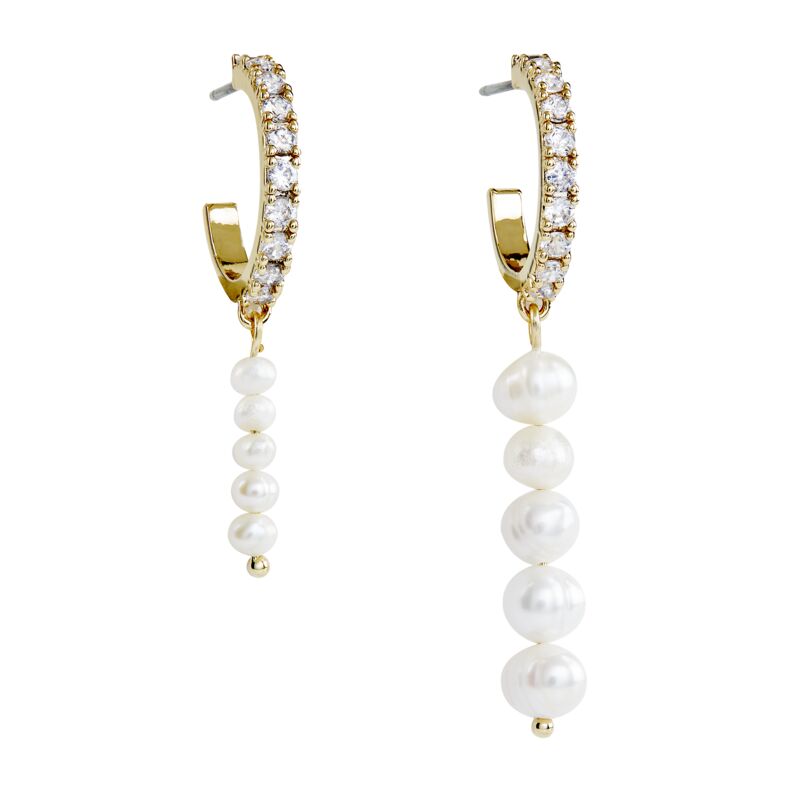 OLSEN – Mismatch Freshwater Pearl Earrings - Gold | Clear & Pearl