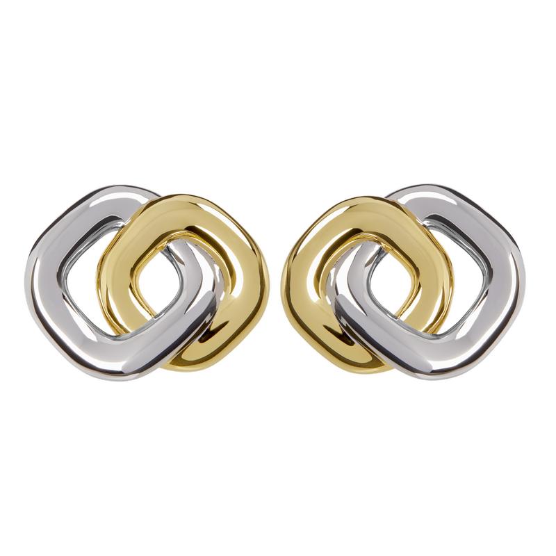 KYLIE – Two-Tone Double Square Earrings