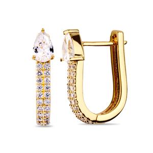LOUISA - Pear Micro Pavé Huggie Earrings