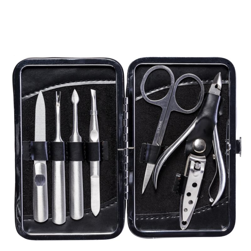 Motives® Professional Nail Care Kit - Includes Stainless Steel Nail File, Cuticle Remover, Cuticle Pusher, Cuticle Nipper, Flat-Edge Nail Clipper, Brow Tweezer and Beauty Scissors