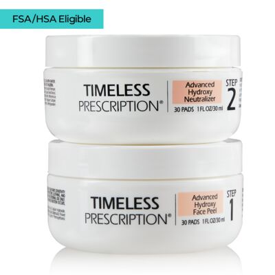 Timeless Prescription® Advanced Hydroxy Face Peel and Neutralizer - Includes 2 Jars - Face Peel (30 Pads) and Neutralizer (30 Pads)