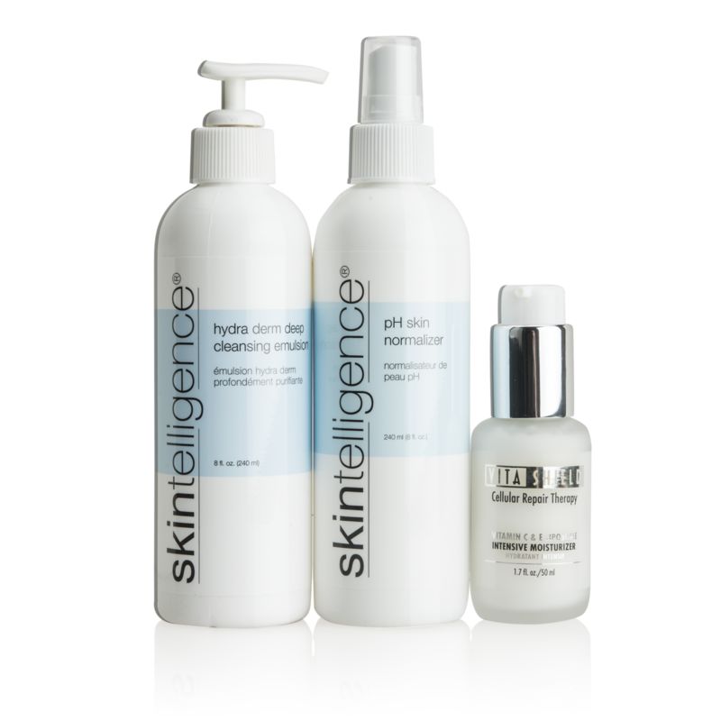 Skintelligence® and VitaShield® Skincare Value Kit - Includes Skintelligence Hydra Derm Deep Cleansing Emulsion, Skintelligence pH Skin Normalizer and VitaShield C & E Intensive Moisturizer