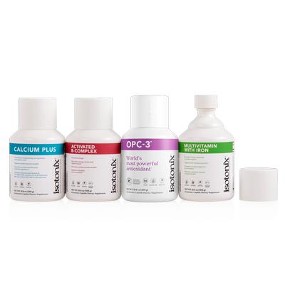 Isotonix&reg; Daily Essentials Kit (With Iron) - Includes Multivitamin with Iron (90 servings), OPC-3 (90 servings), Activated B-Complex (90 servings) and Calcium Plus (90 servings)