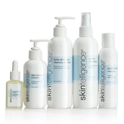 Skintelligence Five-Piece Set - Single Bottles: pH Skin Normalizer, Daily Moisture Enhancer, Hydro Derm Deep Cleansing Emulsion, Facial Firming Masque, Skin Perfecting Complex)