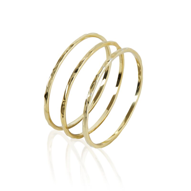 JAMES – Thin Hammered Ring Trio – Gold (Set of 3)