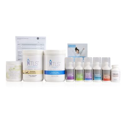 TLS™ 30-Day Jump-Start Kit (English) - includes 2 TLS Nutrition Shakes; 1 NutriClean Fiber; 1 Evergreen Formula; 1 Isotonix OPC-3 Plus; 1 Multivitamin; 1 B-Complex; 1 Calcium Plus; 1 Digestive Enzymes; 1 TLS 30-Day Booklet and 1 Tracking Sheet