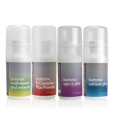 Isotonix™ Daily Essentials Kit - includes one Isotonix™ OPC-3 Plus (30 servings); one Isotonix™ B-Complex Plus (30 servings); one Isotonix™ Calcium Plus (30 servings); one Isotonix™ Multivitamin and Minerals (30 servings)