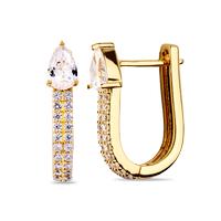 LOUISA - Pear Micro Pavé Huggie Earrings