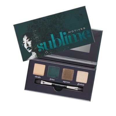 Includes four pressed eye shadows and one dual-ended applicator
