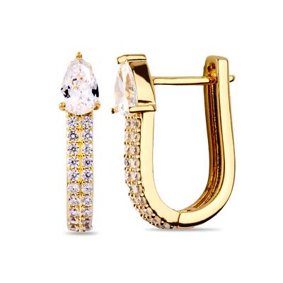 LOUISA - Pear Micro Pavé Huggie Earrings